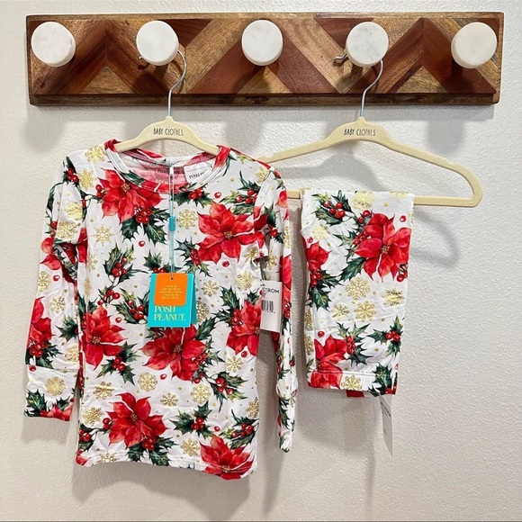 POSH PEANUT PP EMILIA CHRISTMAS XMAS HOLIDAY PAJAMA PJ POINSETTIA TODDLER NEW 3T - Picture 1 of 3